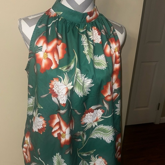 SHEIN Tops - Green Orange and Cream SHEIN Halter Top - Size M